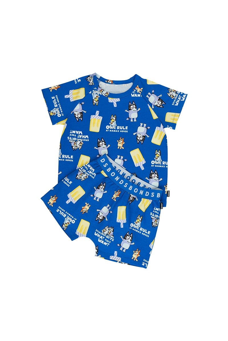 Bluey Kids Short Sleeve Sleep Set - One Rule At Nana's Blue Tang