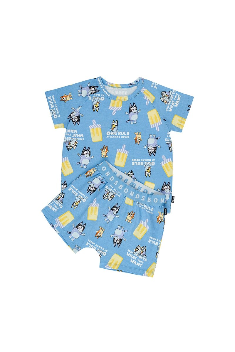 Bluey Kids Short Sleeve Sleep Set - One Rule At Nana's Track N Field