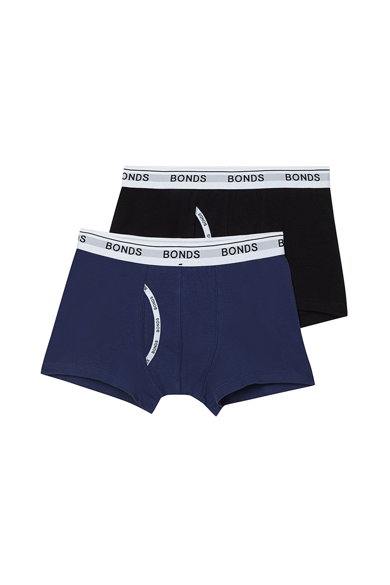 BONDS Boys Guyfront Trunk 2 Pack | UWJ82A | Grey/Black