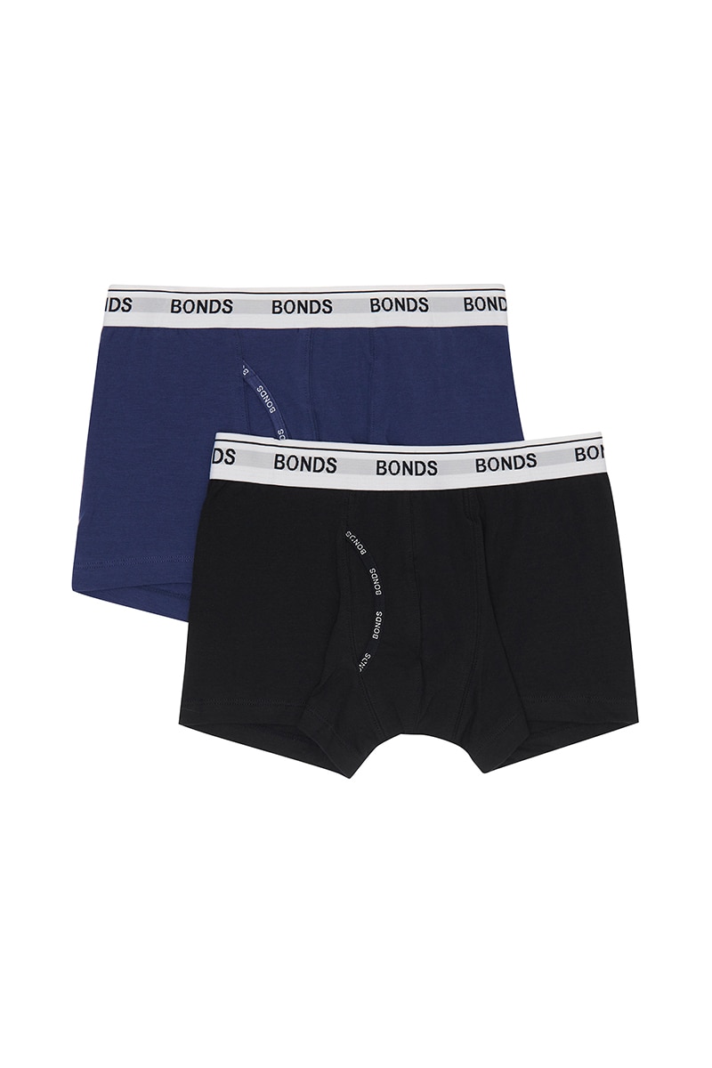 BONDS Boys Guyfront Trunk 2 Pack | UWJ82A | Grey/Black