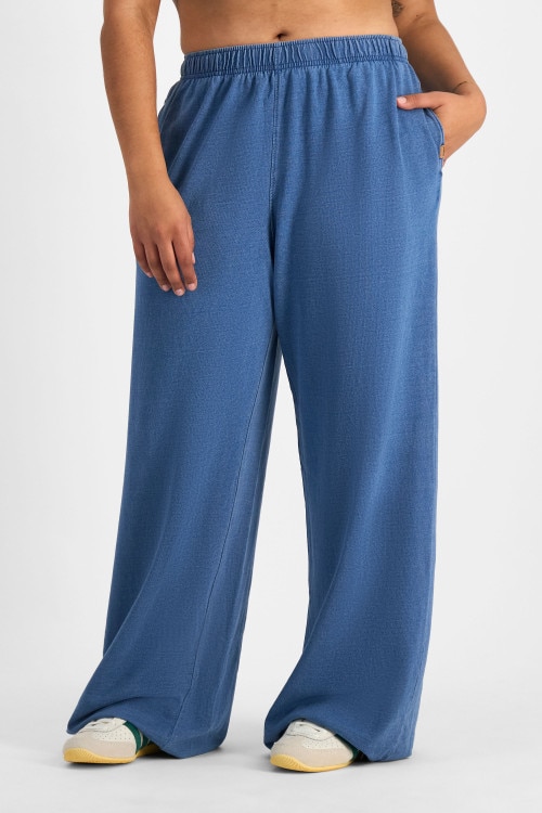 Denim Wash Wide Leg Trackie