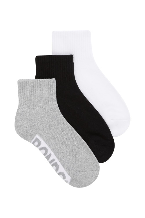 Kids Cushioned Quarter Crew Socks 3 Pack