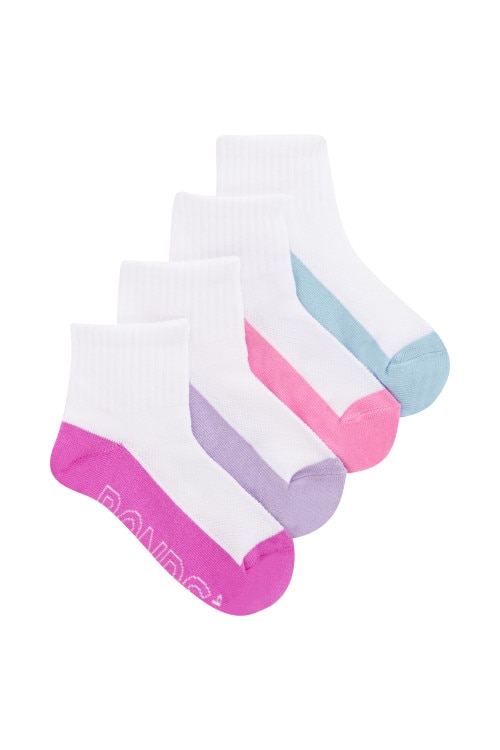 Kids Logo Light Quarter Crew Socks 4 Pack
