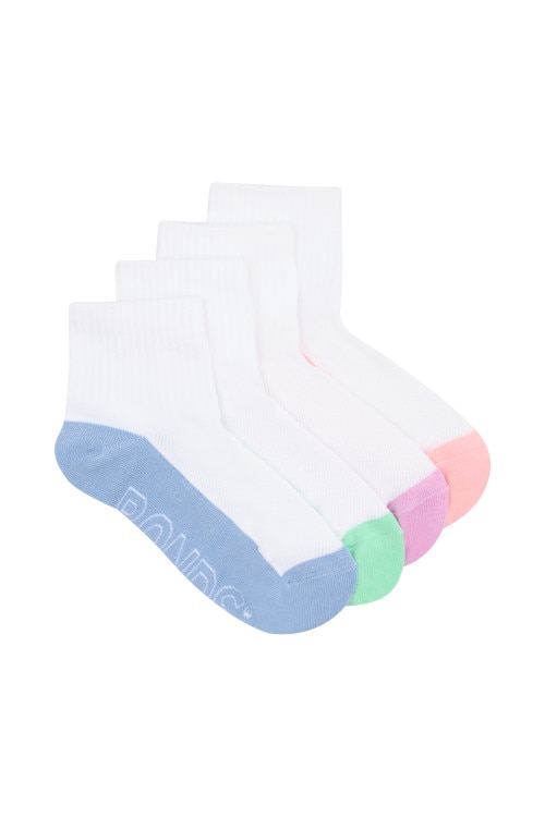 Kids Logo Light Quarter Crew Socks 4 Pack