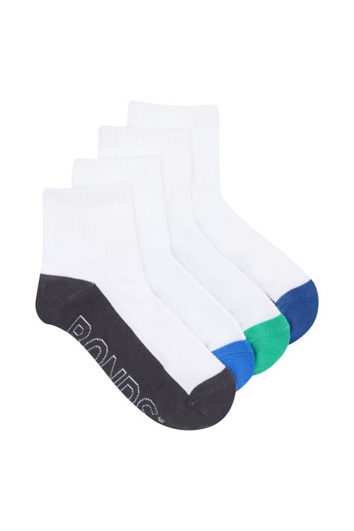 Kids Logo Light Quarter Crew Socks 4 Pack