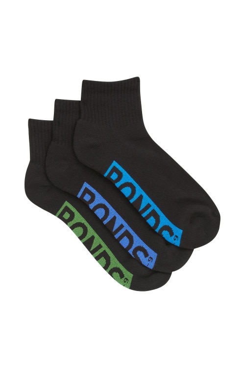 Mens Logo Cushioned Quarter Crew Socks 3 Pack