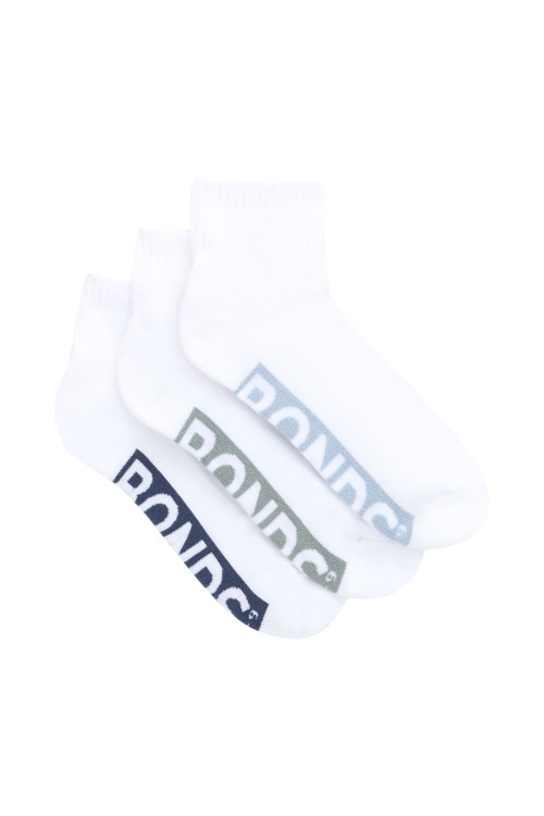 Mens Logo Cushioned Quarter Crew Socks 3 Pack