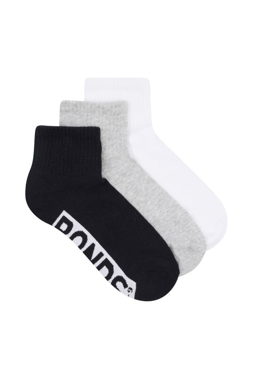 Mens Logo Cushioned Quarter Crew Socks 3 Pack