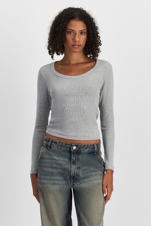 Organic Rib Long Sleeve Scoop Tee