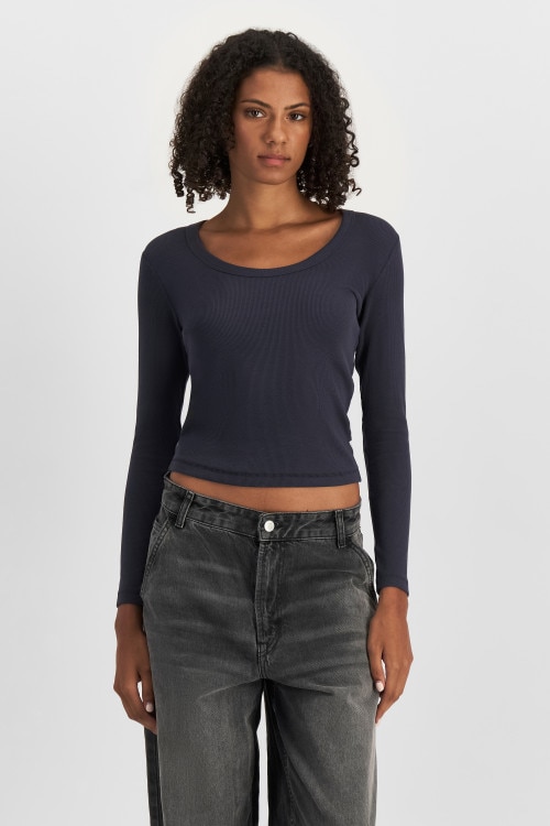 Organic Rib Long Sleeve Scoop Tee