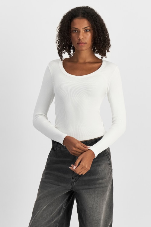 Organic Rib Long Sleeve Scoop Tee