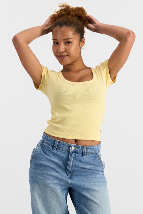 Organic Cotton Rib Scoop Tee