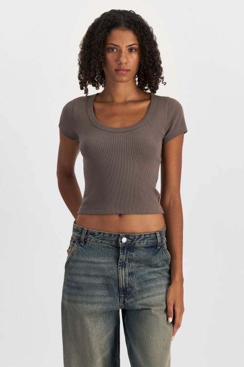 Organic Rib Scoop Tee