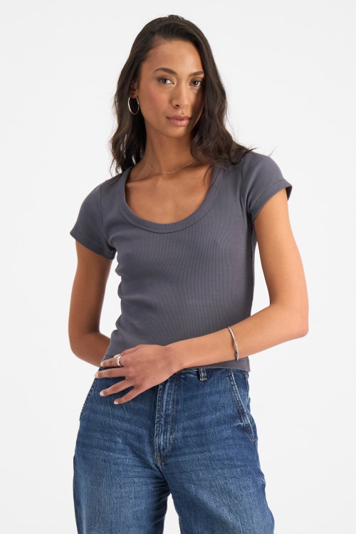 Organic Cotton Rib Scoop Tee