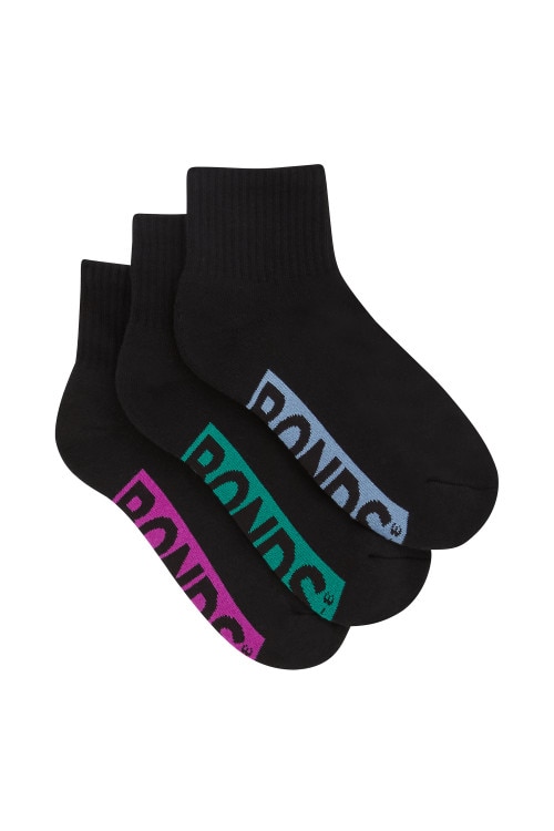 Womens Logo Cushioned Quarter Crew Socks 3 Pack