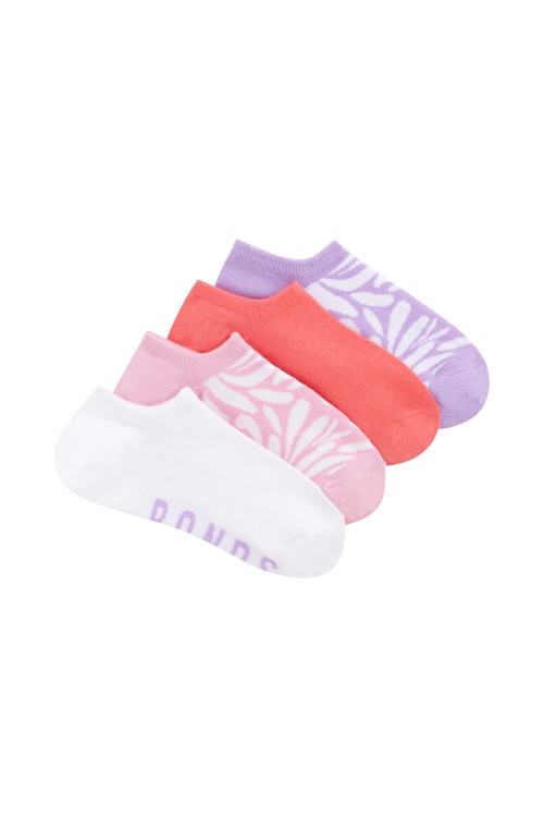 Womens Pattern No Show Socks 4 Pack
