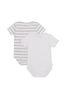 Bonds Rib Short Sleeve Bodysuit 2 Pack White & Grey Stripe & White