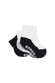 Bonds Baby Cushioned Quarter Crew 3 Pack Assorted Black