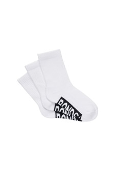 Bonds Kids Cushioned Crew 3 Pack White
