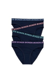 Bonds Girls Bikini Sport 4 Pack Navy