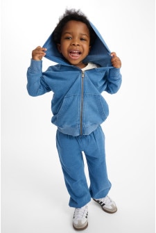 Denim Wash Zip Hoodie
