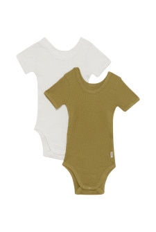 Organic Rib Shortsleeve Bodysuit 2 Pack