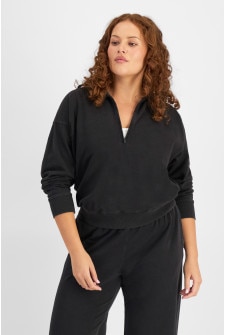 Denim Wash Half Zip Pullover