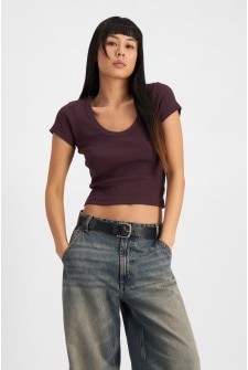 Organic Cotton Rib Scoop Tee