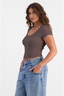 Organic Cotton Rib Scoop Tee