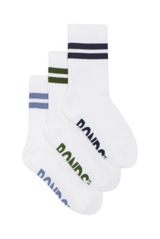 Kids Logo Cushioned Stripe Crew Socks 3 Pack