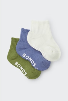 Baby Logo Cushioned Solid Colours Quarter Crew 3 Pack