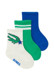 Baby Pattern Rib Crew Sock 3 Pack