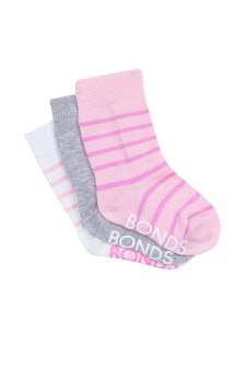 Baby Stay On Crew Socks 3 Pack