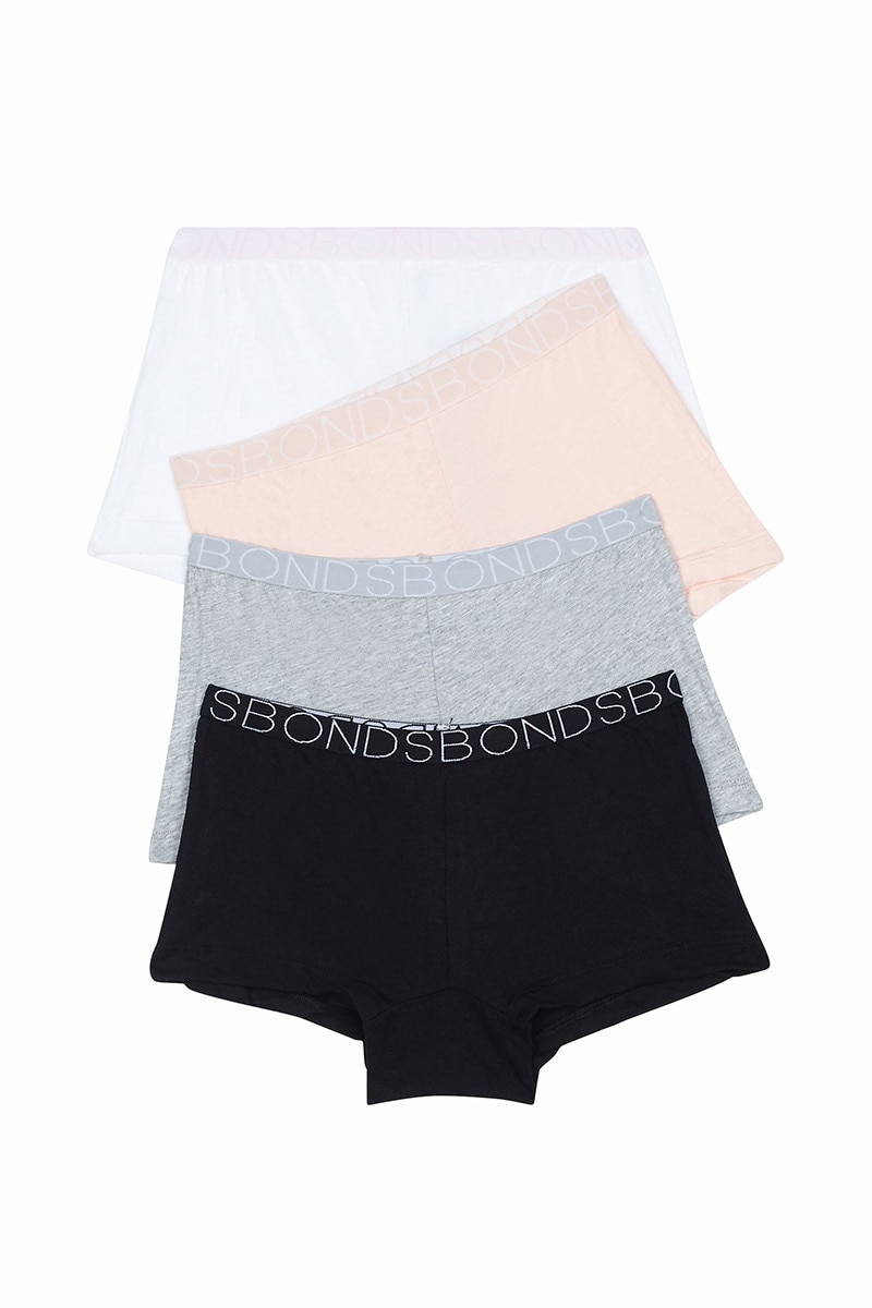 Bonds Girls Shortie 4 Pack, Girls Underwear