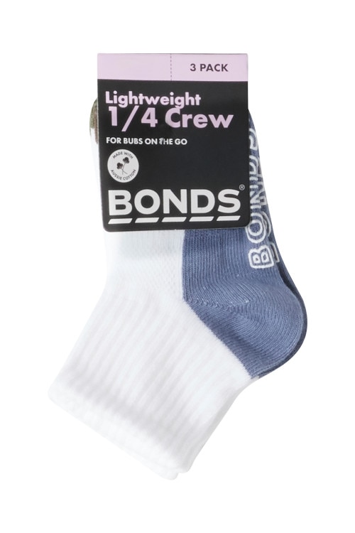 Baby Logo Lightweight Quarter Crew Socks 3 Pack