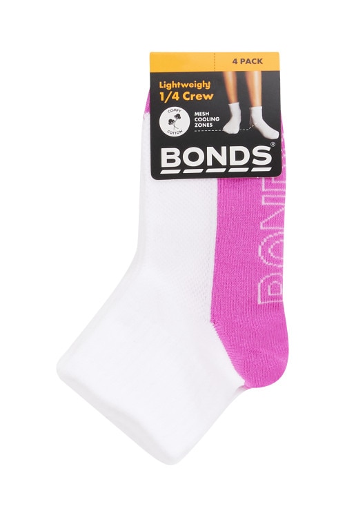 Kids Logo Light Quarter Crew Socks 4 Pack