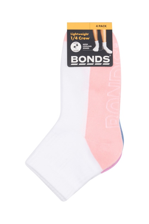 Kids Logo Light Quarter Crew Socks 4 Pack