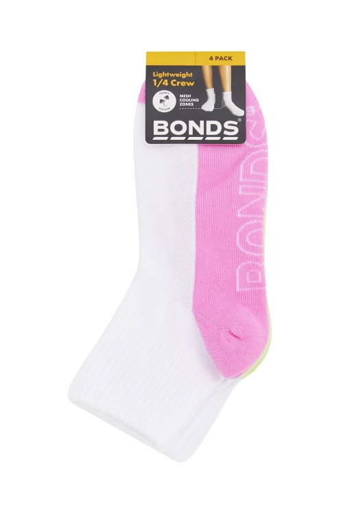 Kids Logo Light Quarter Crew Socks 4 Pack