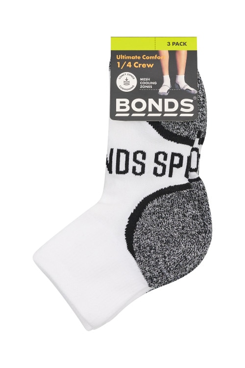 Kids Ultimate Comfort Quarter Crew Socks 3 Pack