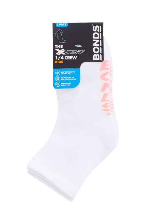 Kids X-Temp Quarter Crew Socks 3 Pack