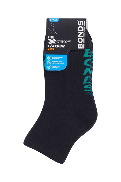 Kids X-Temp Quarter Crew Socks 3 Pack