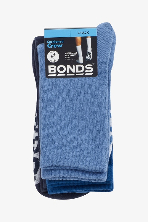 Mens Logo Cushioned Crew Socks 3 Pack