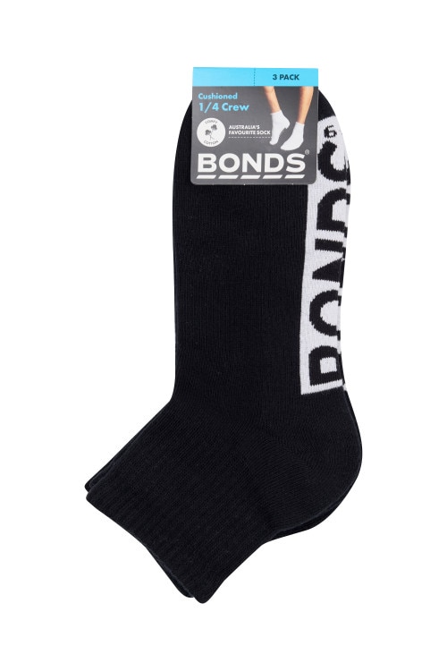 Mens Logo Cushioned Quarter Crew 3 Pack