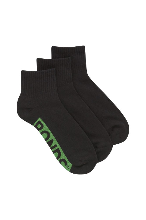 Mens Logo Cushioned Quarter Crew Socks 3 Pack