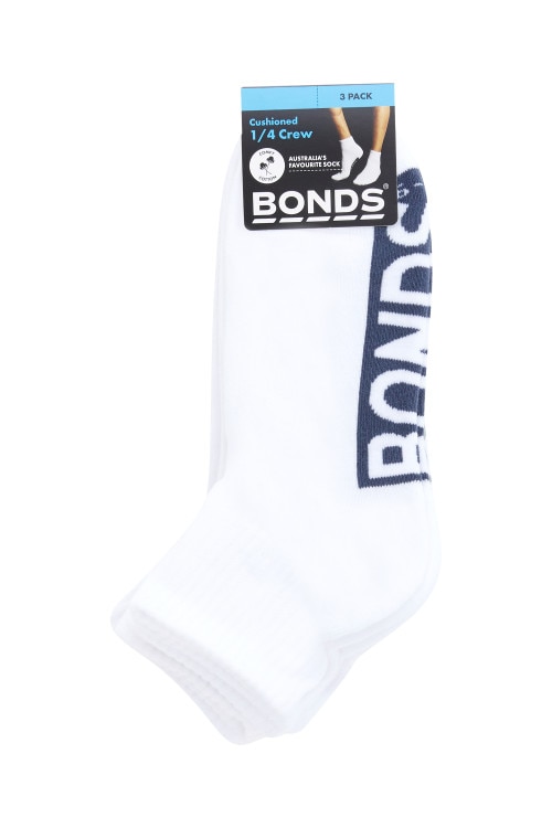 Mens Logo Cushioned Quarter Crew Socks 3 Pack