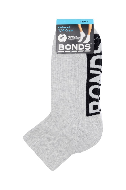 Mens Logo Cushioned Quarter Crew Socks 3 Pack