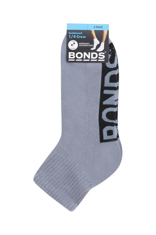 Mens Logo Cushioned Quarter Crew Socks 3 Pack