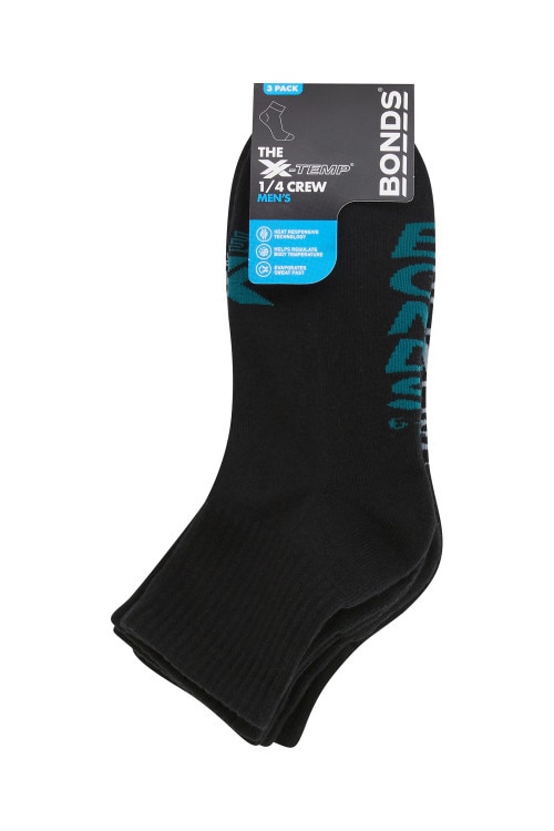 Mens X-Temp Quarter Crew Socks 3 Pack