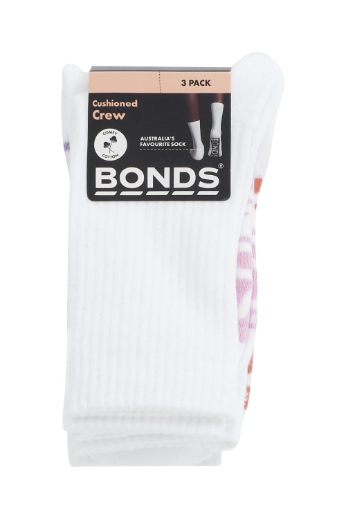 Womens Logo Cushioned Crew Socks 3 Pack