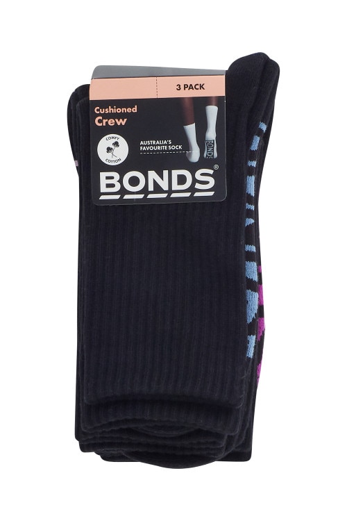 Womens Logo Cushioned Crew Socks 3 Pack